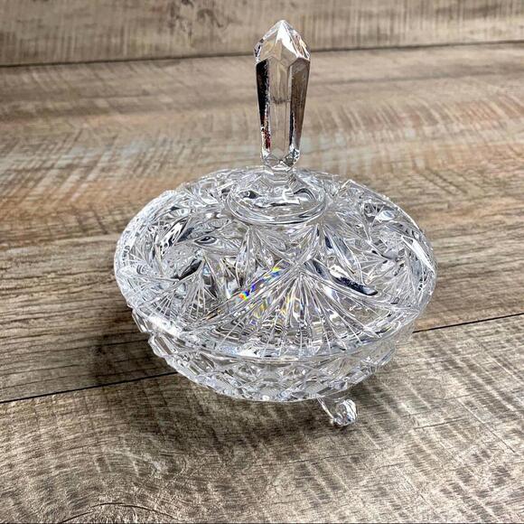 Crystal Footed Candy Dish w/Top - Picture 1 of 8
